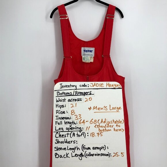 Topher red Vintage ski suit with suspenders snow suit pants Overalls Size L - Picture 15 of 16